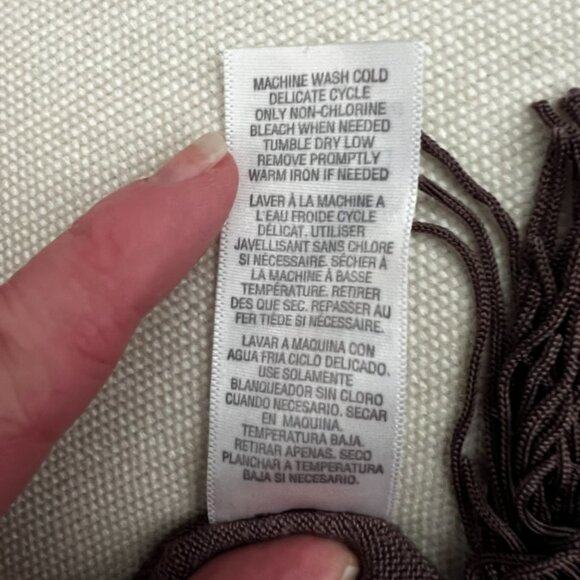 NWOT Ella Moss Plum Fringe Poncho Top OS Boho Festival Lace Up Oversized Western - Picture 9 of 9